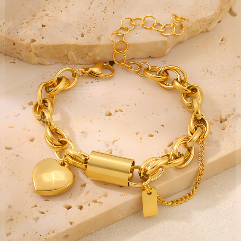 Heart-Shaped Stainless Steel Jewelry Set