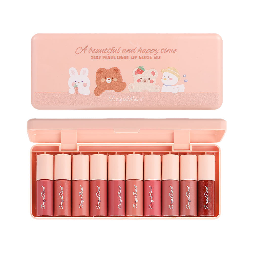 Cartoon Lip Gloss 10-Piece Moisturizing Set