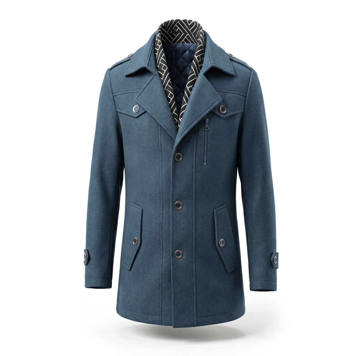 Men's Wool-Blend Scarf-Collar Coat