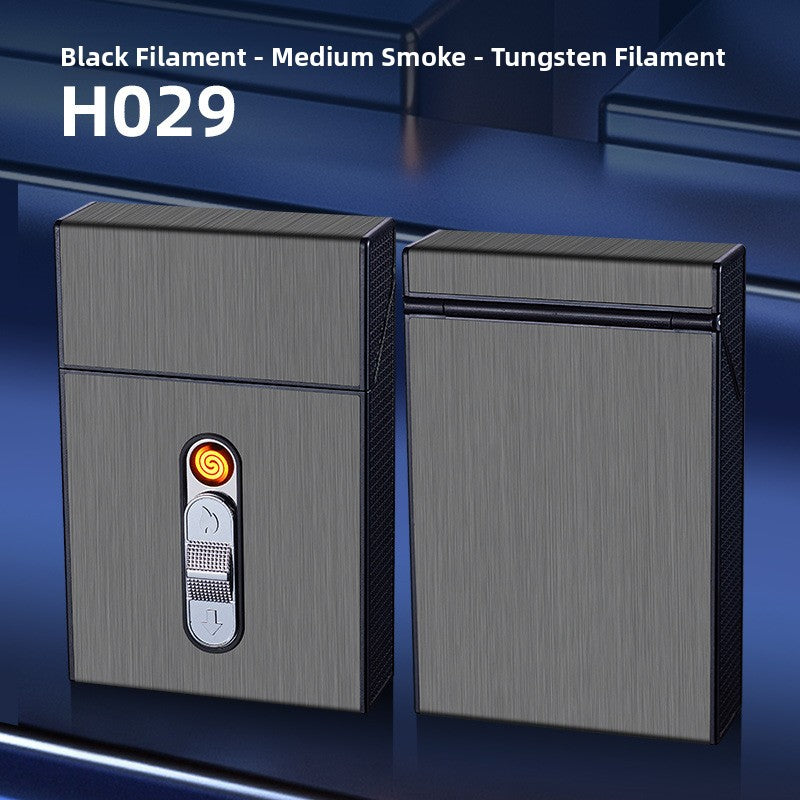 Rechargeable Windproof Lighter with Cigarette Case