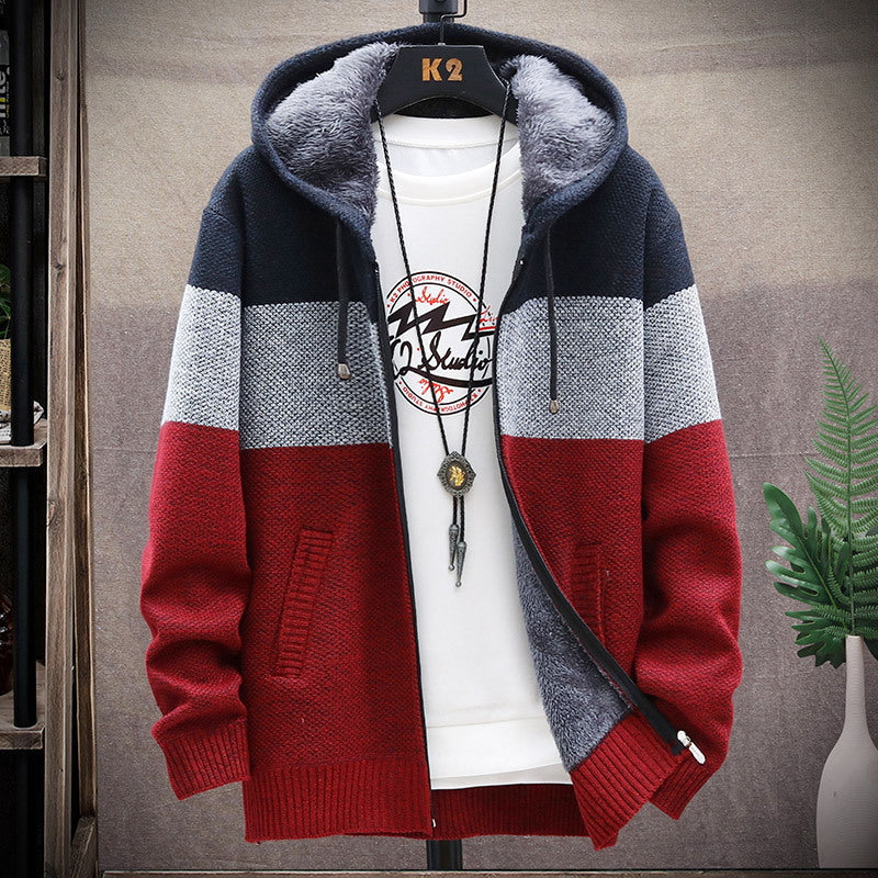 Mens Gradient Fleece Lined Hooded Cardigan – view 2