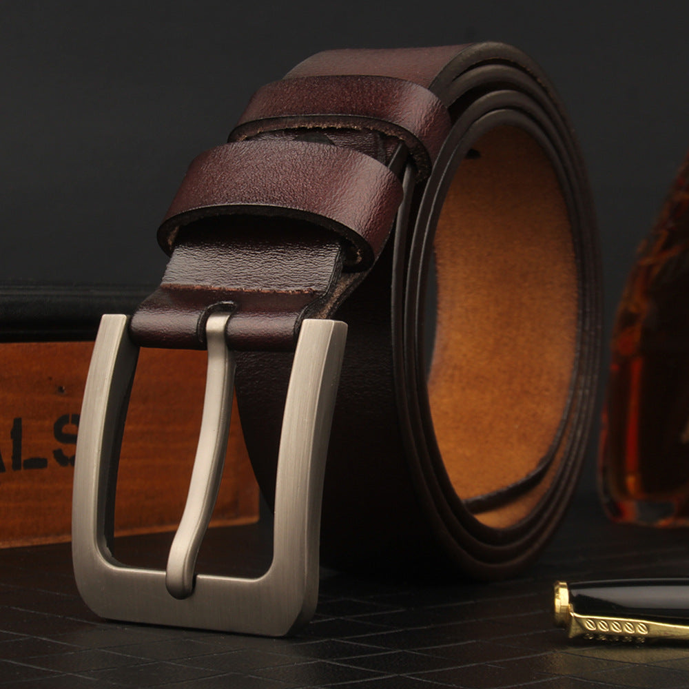 Men's Genuine Leather Belt with Alloy Buckle