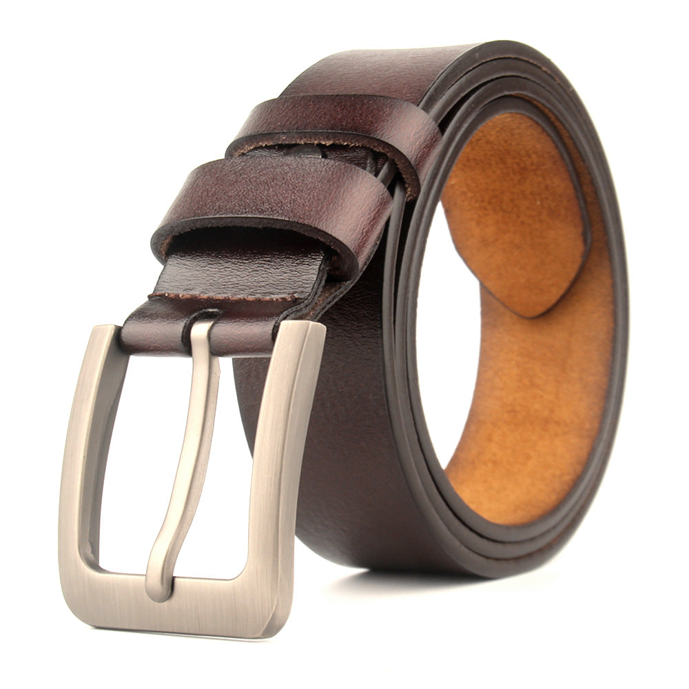Men's Genuine Leather Belt with Alloy Buckle