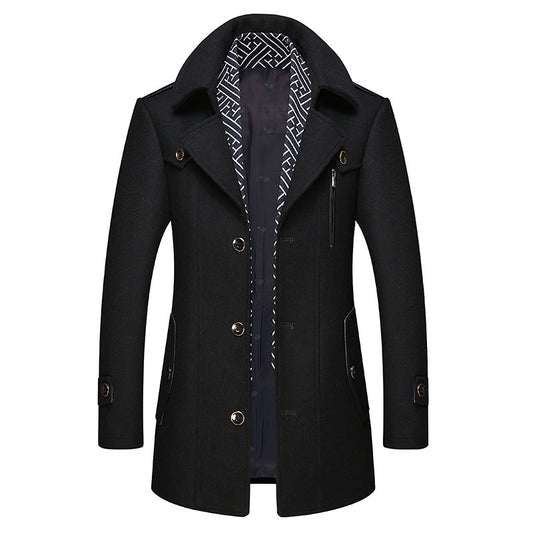 Men's Wool-Blend Scarf-Collar Coat