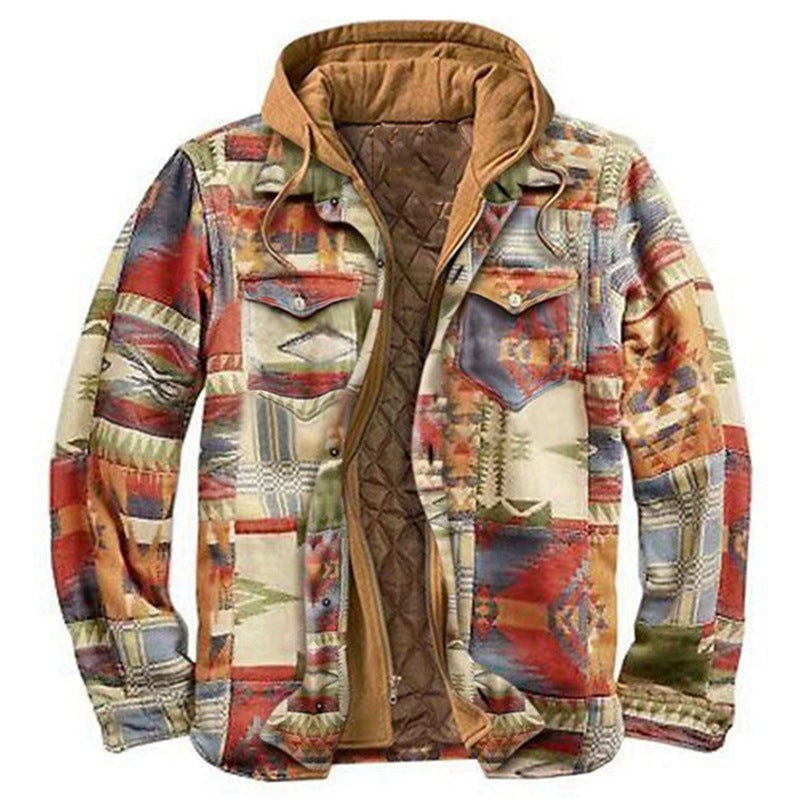 Men's Plaid Hooded Winter Jacket