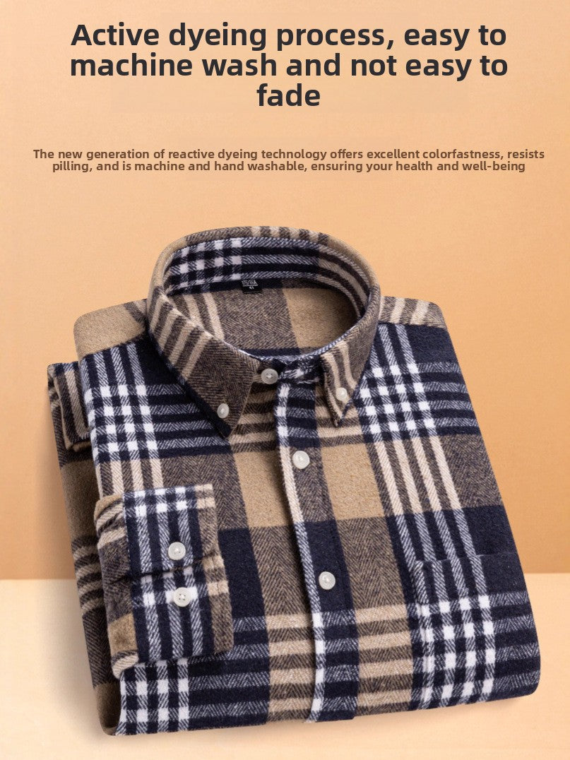 Men's Plaid Cotton Slim-Fit Shirt