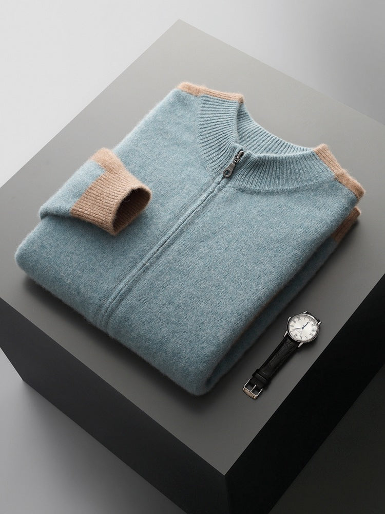 Men's Thickened Pure-Wool Zip Cardigan