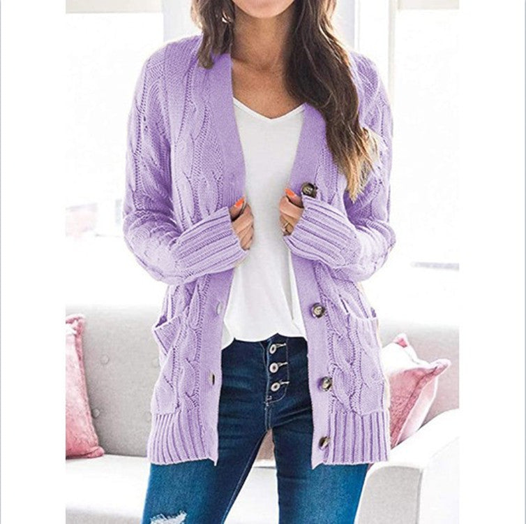 Women's Cable-Knit Button Cardigan
