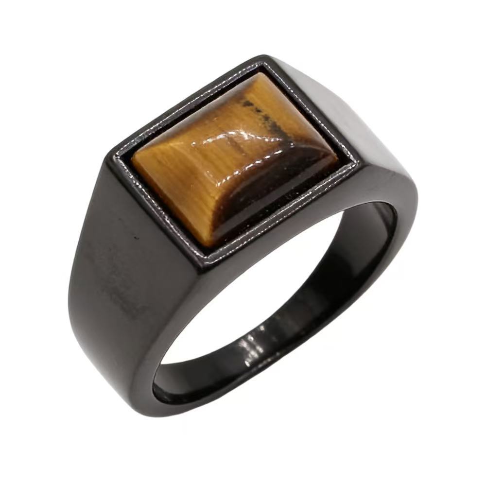 Minimalist Square-Gem Titanium Steel Ring
