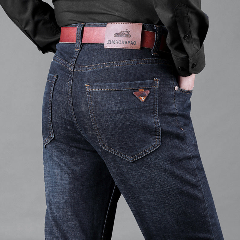 Men's Loose-Fit High-Waisted Denim Trousers