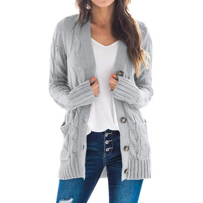 Women's Cable-Knit Button Cardigan