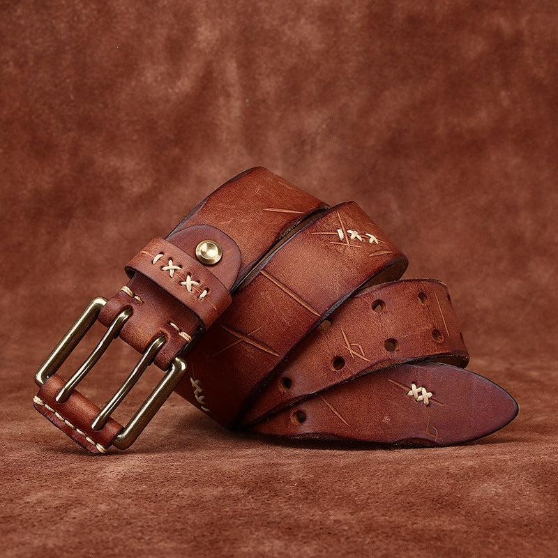 Vintage Genuine Leather Belt – Design 75