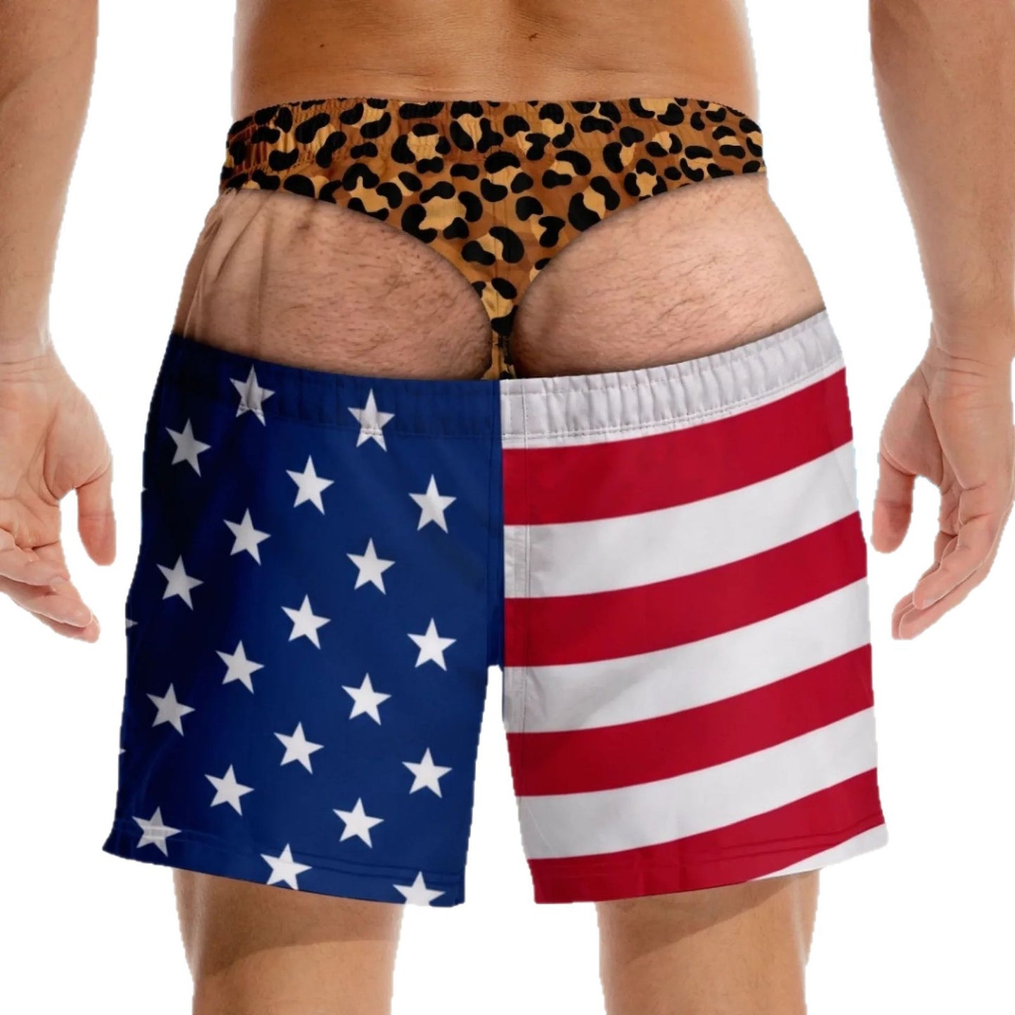 Funny Patriotic Men Swim Trunks Quick Dry Beach Shorts