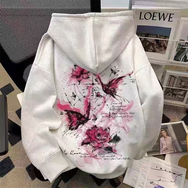 Kids Butterfly Print Hooded Sweatshirt