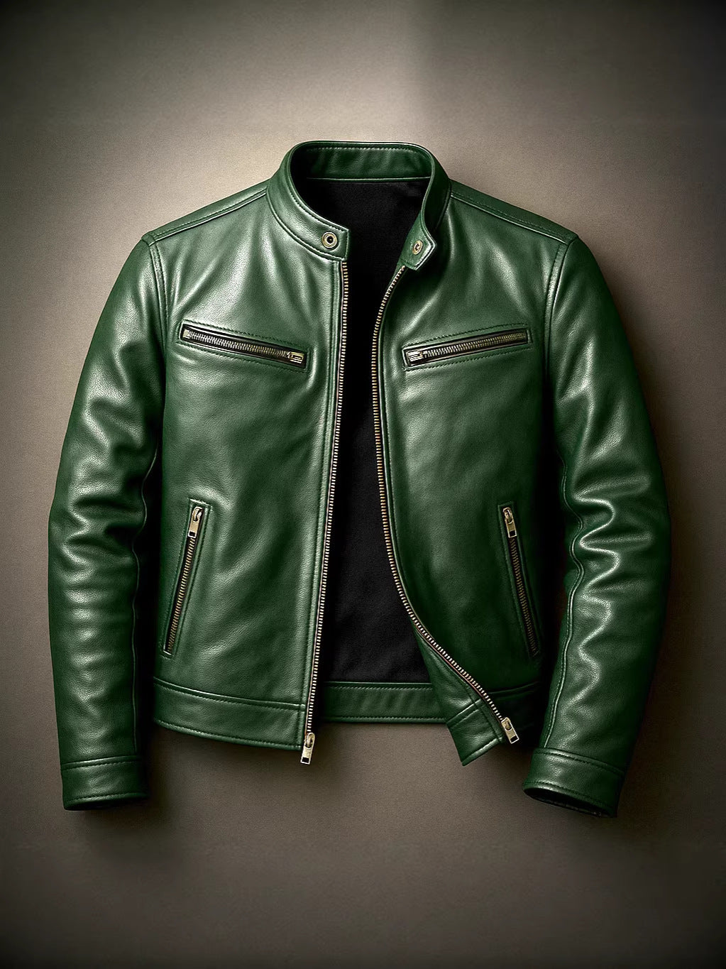 Men's Slim-Fit PU Leather Jacket