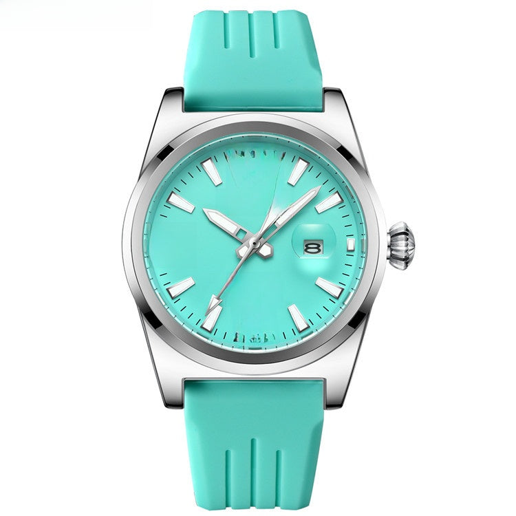 Leather-Strap Quartz Watch 30M Water Resistant