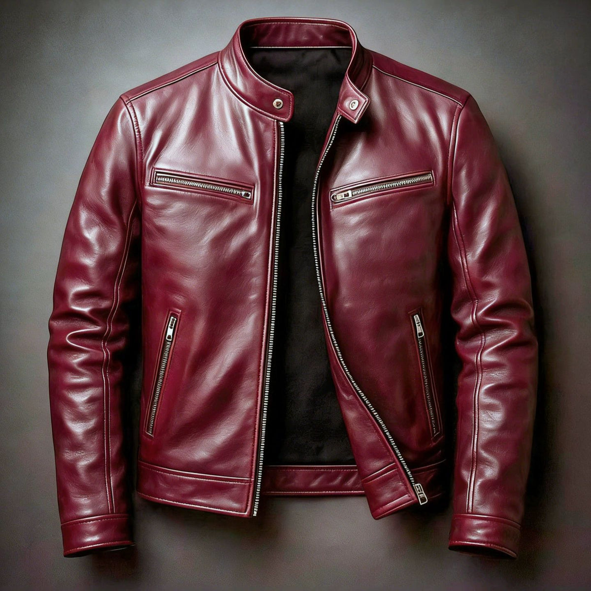 Men's Slim-Fit PU Leather Jacket