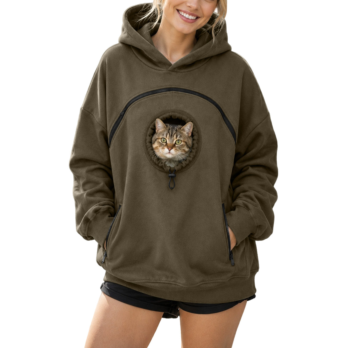 Women's Fleece Hoodie with Pet Pocket