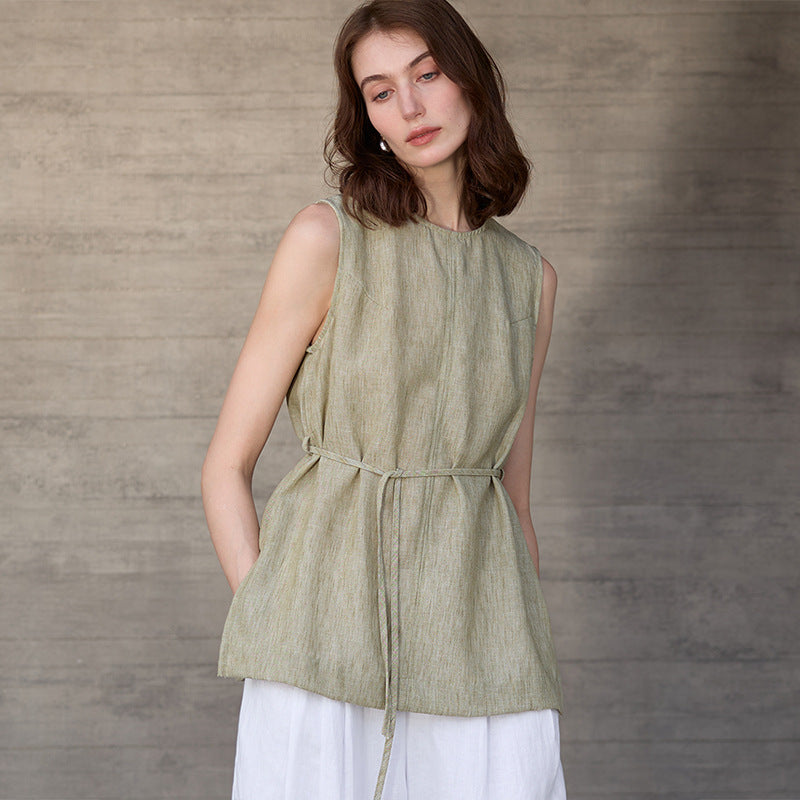 Top Gilet Senza Maniche in Lino