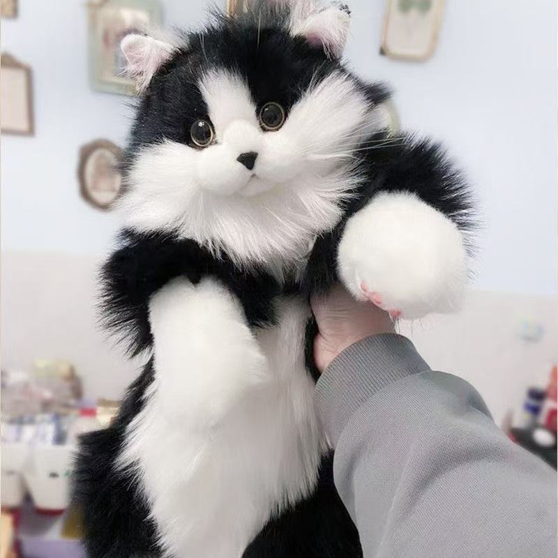 Calico Cat Plush Toy Doll Lifelike Stuffed Animal with Backpack