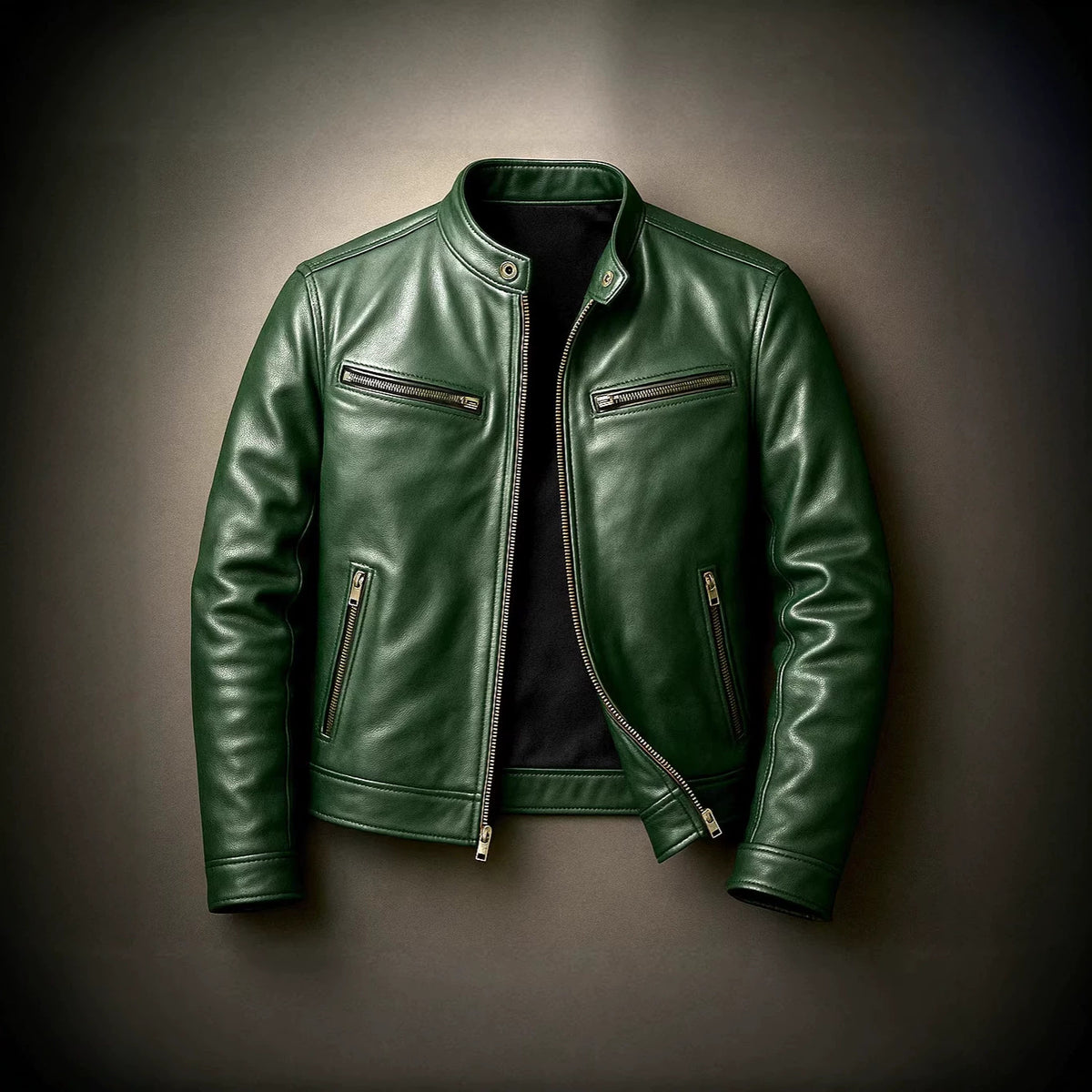 Men's Slim-Fit PU Leather Jacket