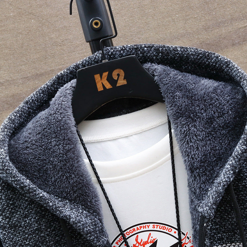 Mens Gradient Fleece Lined Hooded Cardigan – view 4