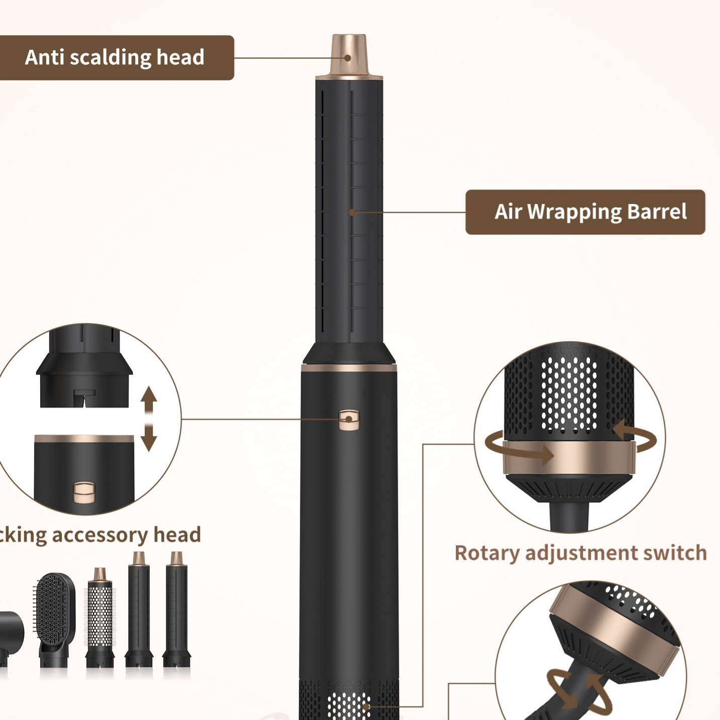Hot Air Hair Styler with Automatic Curling Function