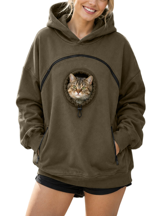 Women's Fleece Hoodie with Pet Pocket