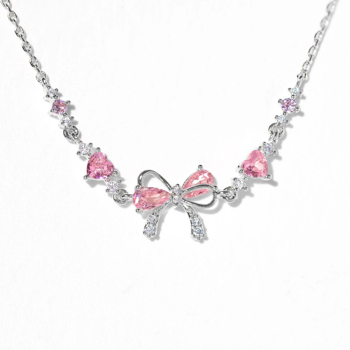 Adjustable Silver Bow Bracelet with Zircon