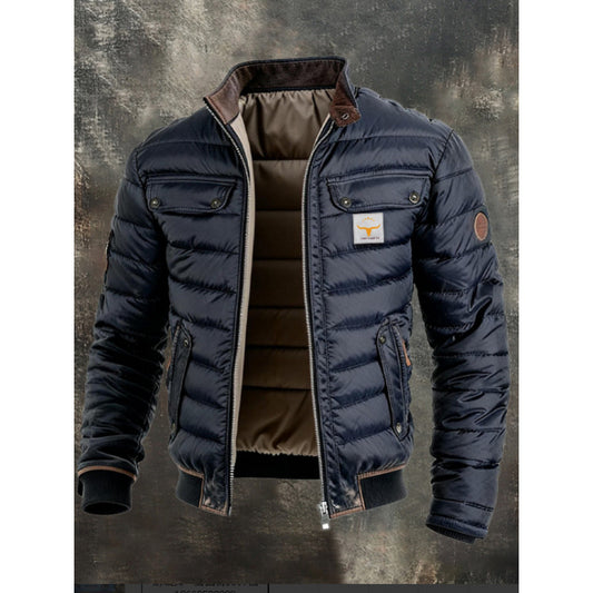 Men's Retro Quilted Zip-Up Jacket