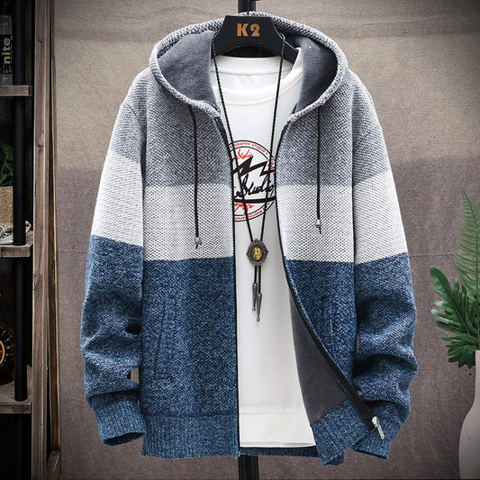 Mens Gradient Fleece Lined Hooded Cardigan