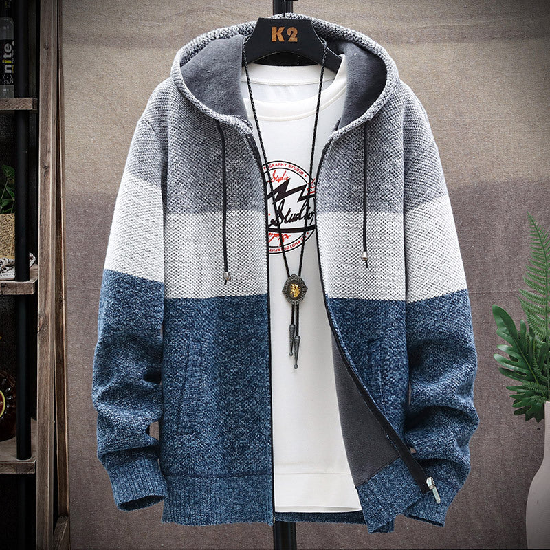 Mens Gradient Fleece Lined Hooded Cardigan – view 1