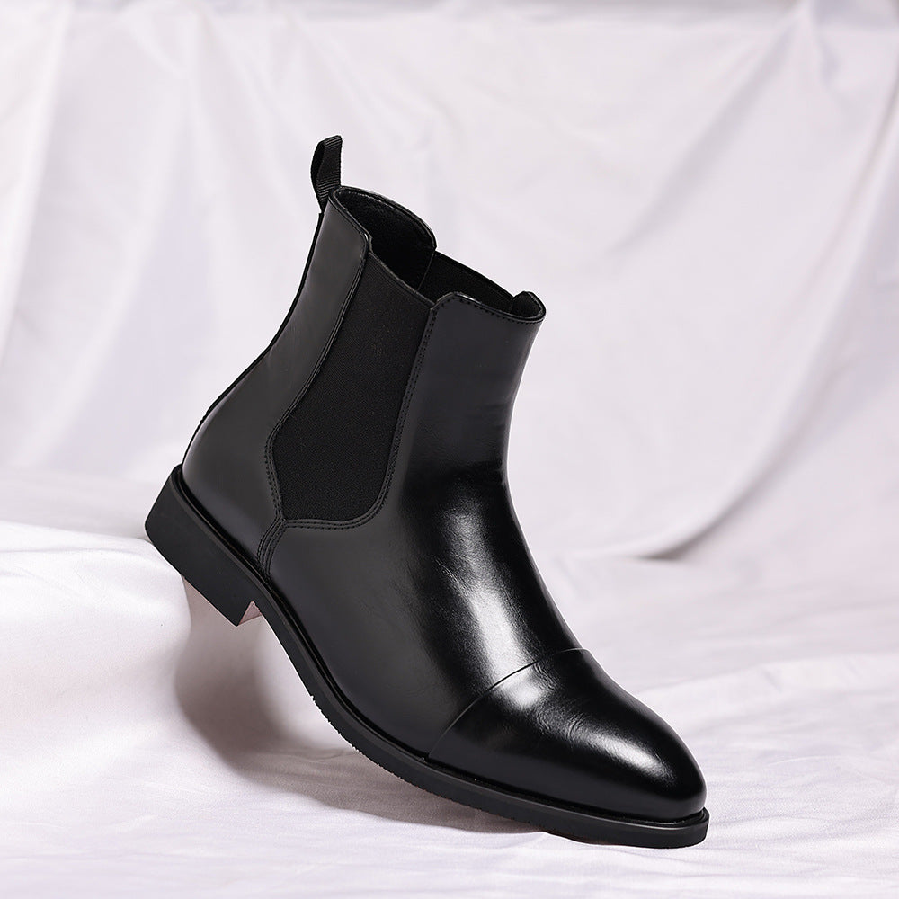 Men's Pointed-Toe PU Leather Chelsea Boots