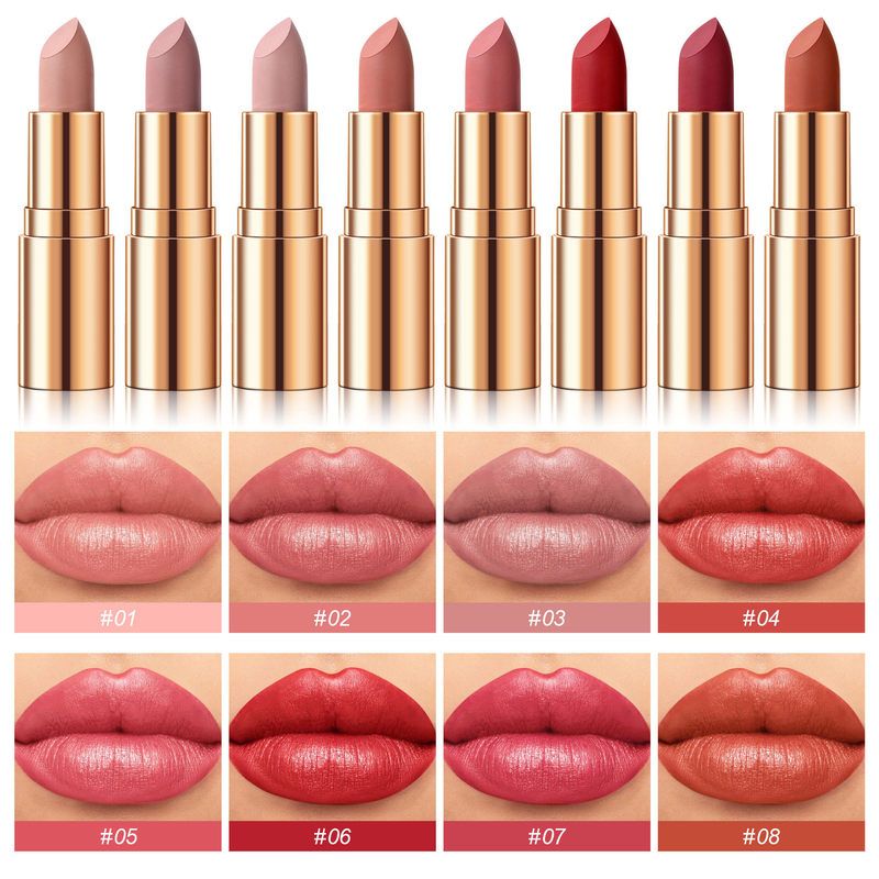 Moisturizing Gold-Tube Lipstick – 8 Shades