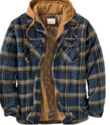 Men's Plaid Hooded Winter Jacket