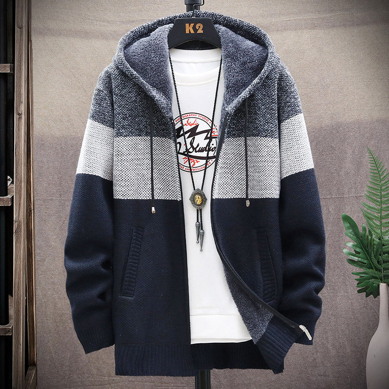 Mens Gradient Fleece Lined Hooded Cardigan – view 3