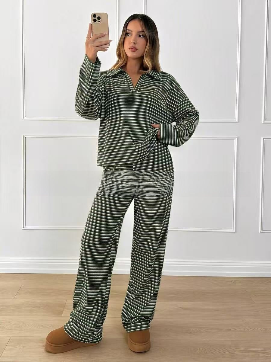 Women's Striped Wide-Leg Two-Piece Set