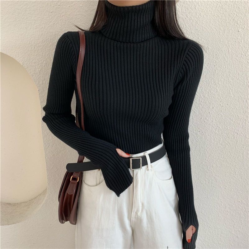 Womens High-Neck Knit Sweater