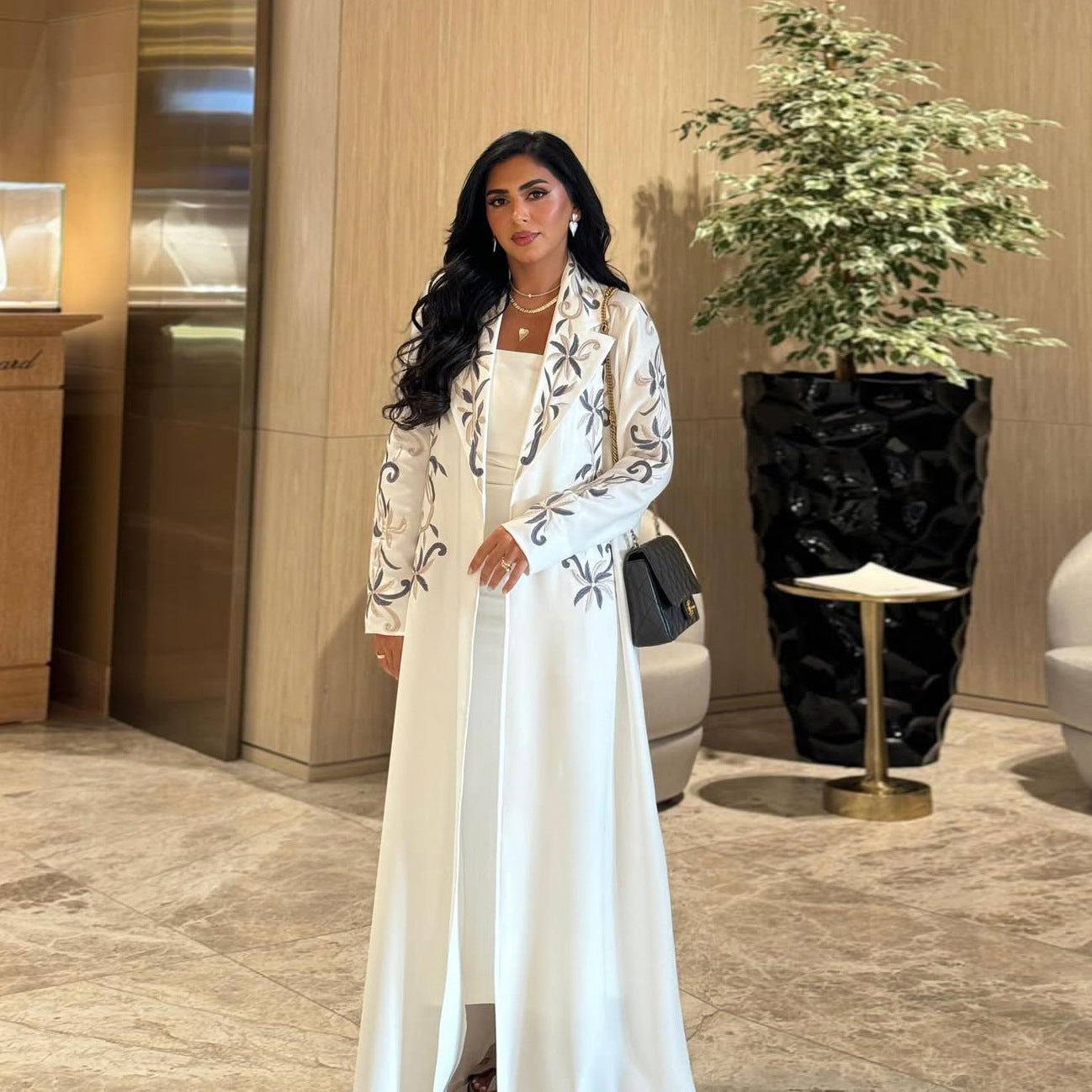Embroidered Floral Long Dress