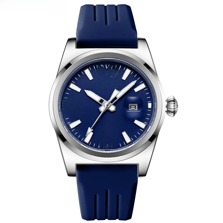 Leather-Strap Quartz Watch 30M Water Resistant