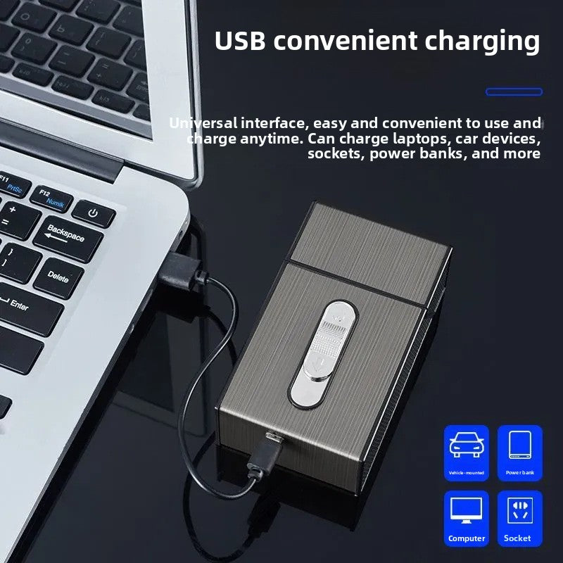Rechargeable Windproof Lighter with Cigarette Case
