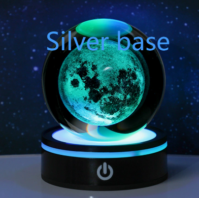 3D Carved Crystal Ball Night Light with LED Base