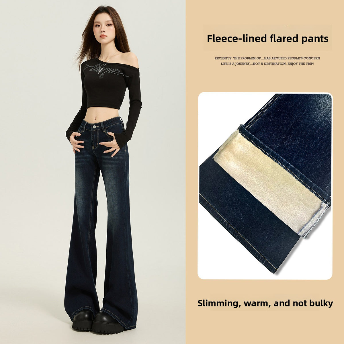 Women's Low-Waist Flared Jeans – Dark Blue