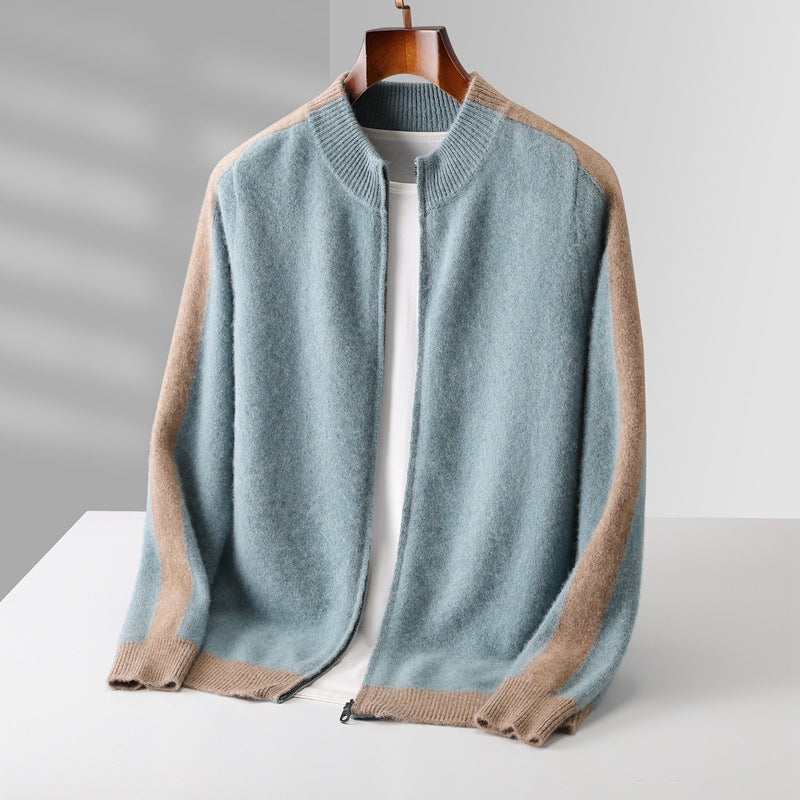 Men's Thickened Pure-Wool Zip Cardigan