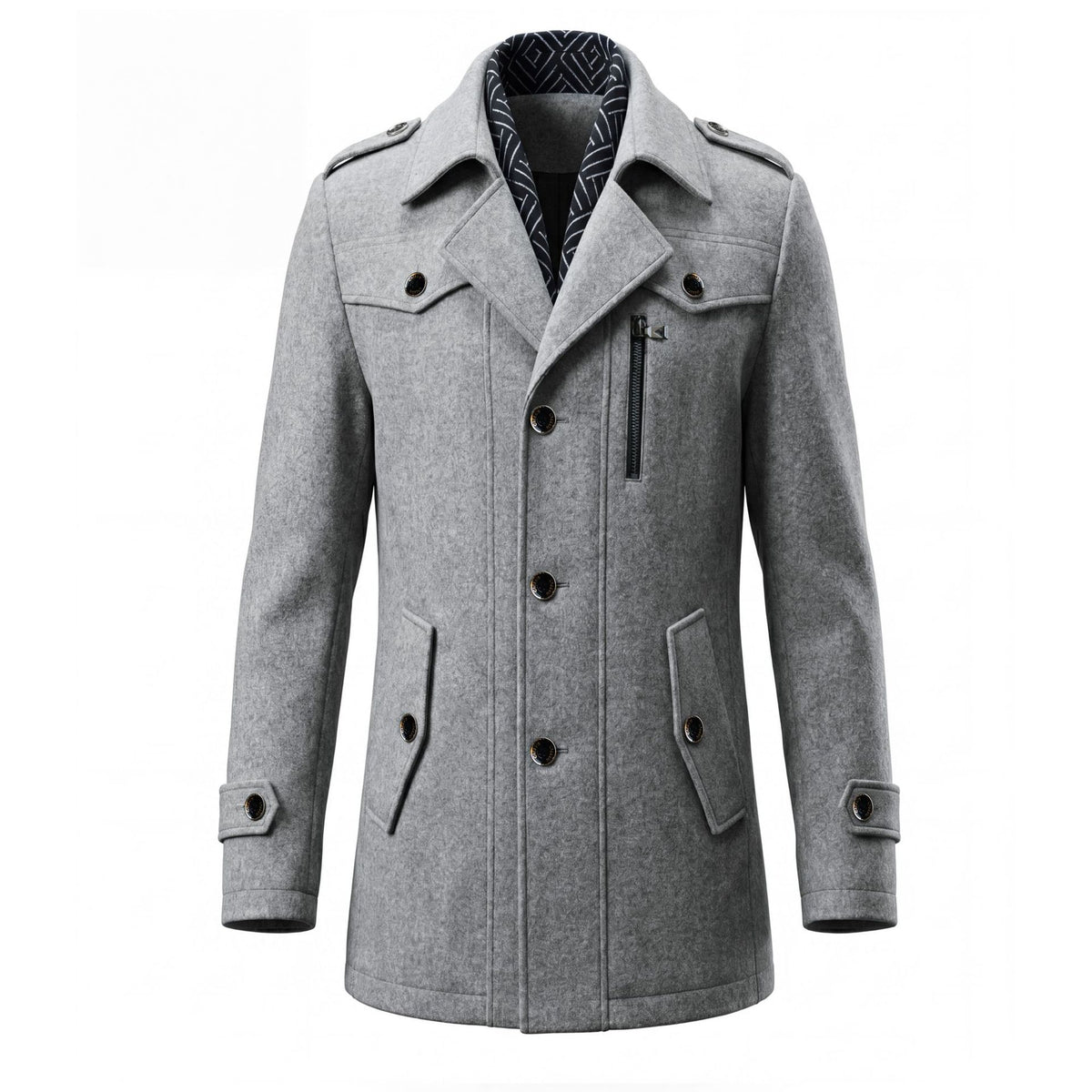 Men's Wool-Blend Scarf-Collar Coat