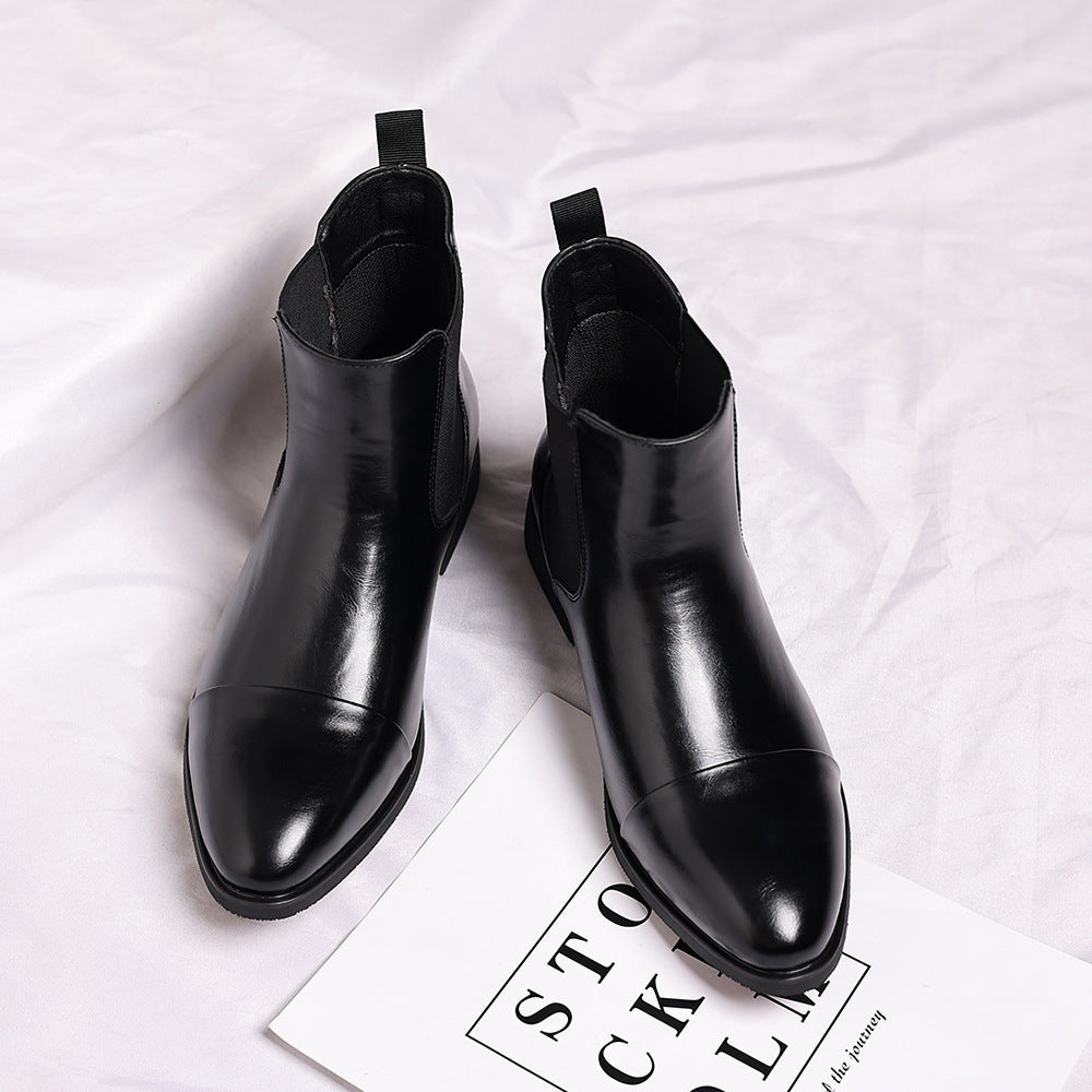 Men's Pointed-Toe PU Leather Chelsea Boots