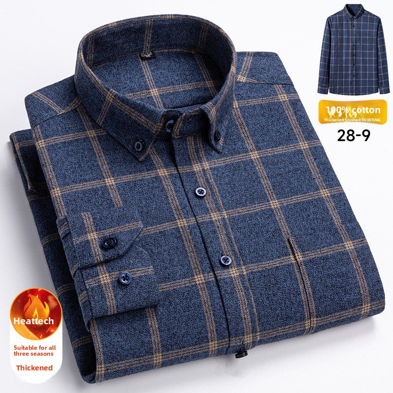 Men's Plaid Cotton Slim-Fit Shirt
