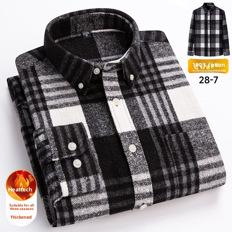 Men's Plaid Cotton Slim-Fit Shirt