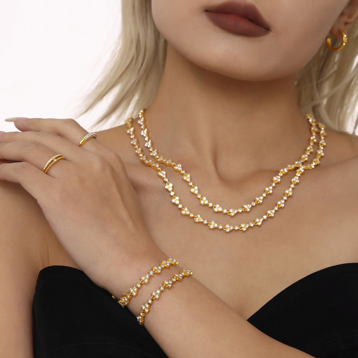 Colorful Zircon Necklace & Bracelet Set