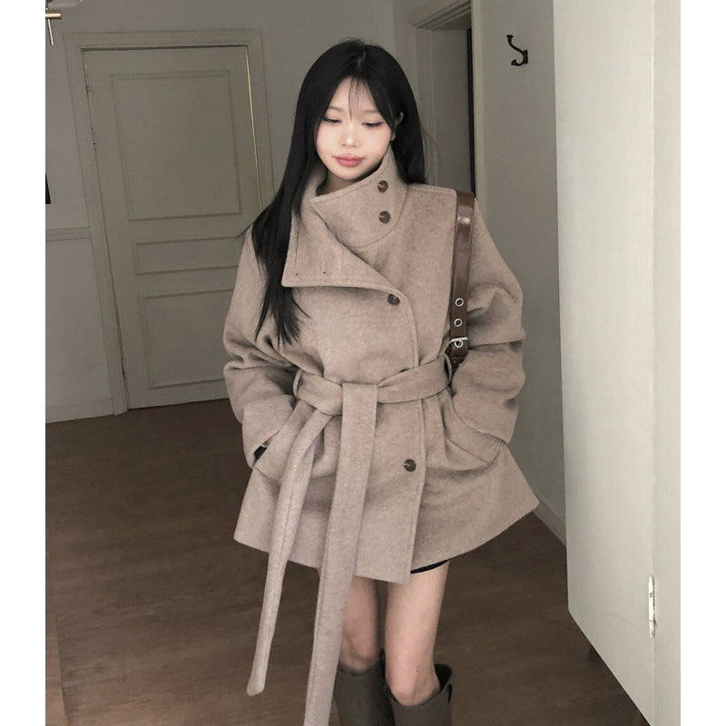 Women Winter Belted Wool Coat